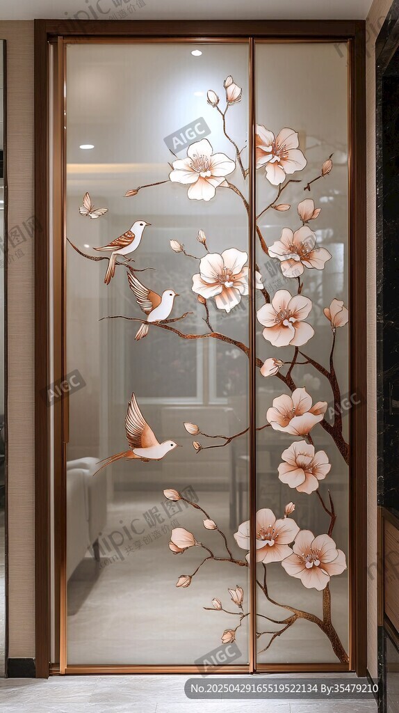 花鳥玻璃移門 中式雅致風(fēng)