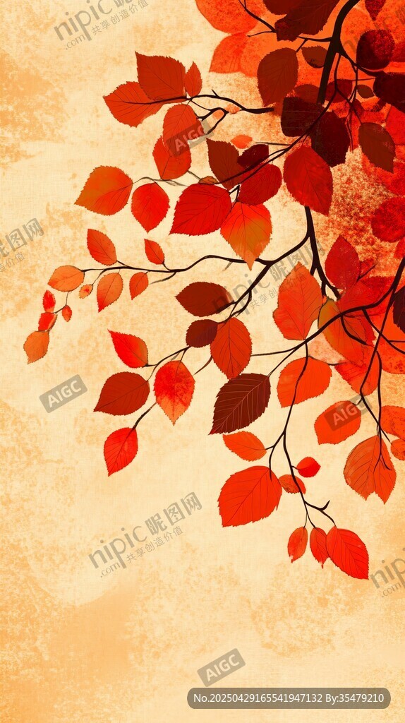 秋日紅楓葉枝美麗景致