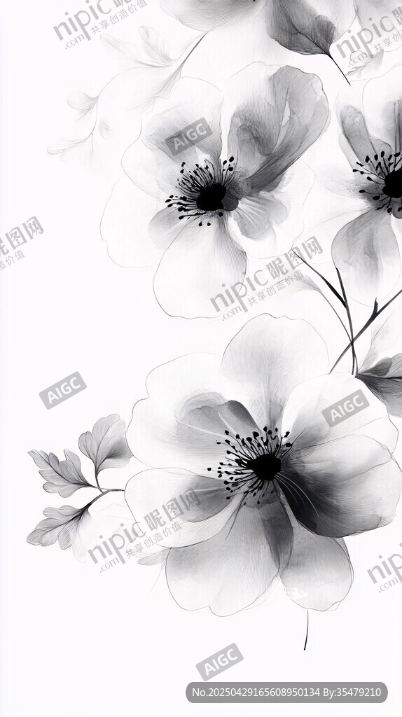 黑白花卉水墨畫藝術(shù)之美