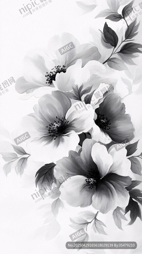 黑白花卉圖案