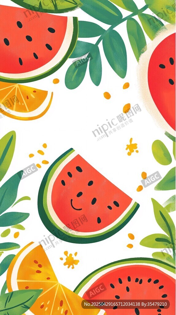夏日繽紛水果插畫