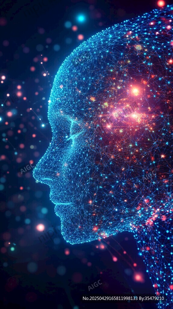 科技感腦形粒子特效畫面