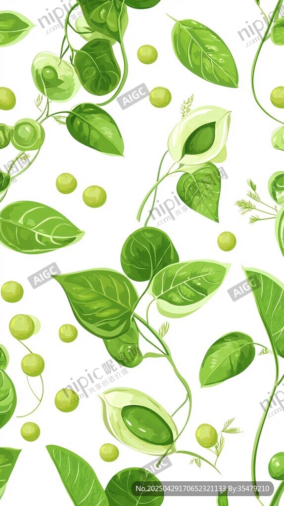 豌豆綠植無(wú)縫圖案設(shè)計(jì)