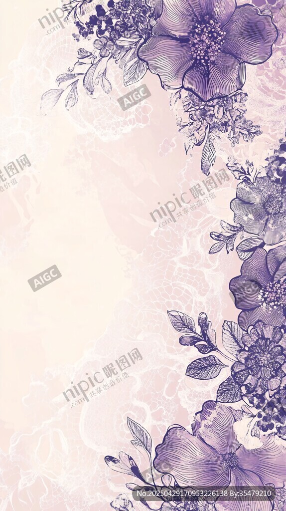 紫色花卉邊框背景圖