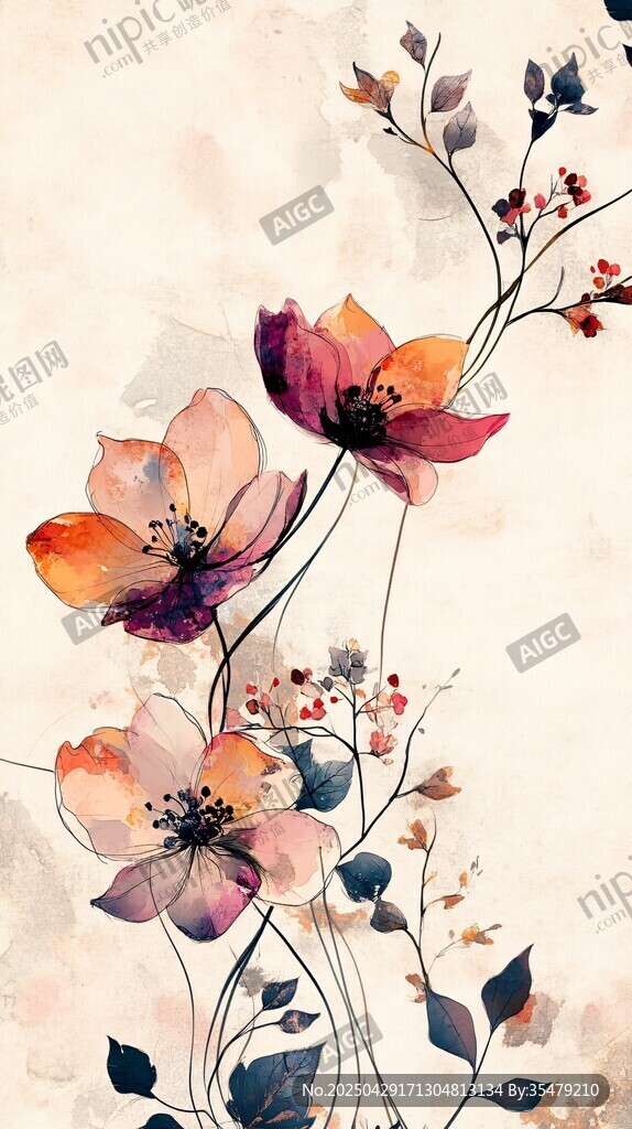 水彩花卉插畫 柔美自然風(fēng)