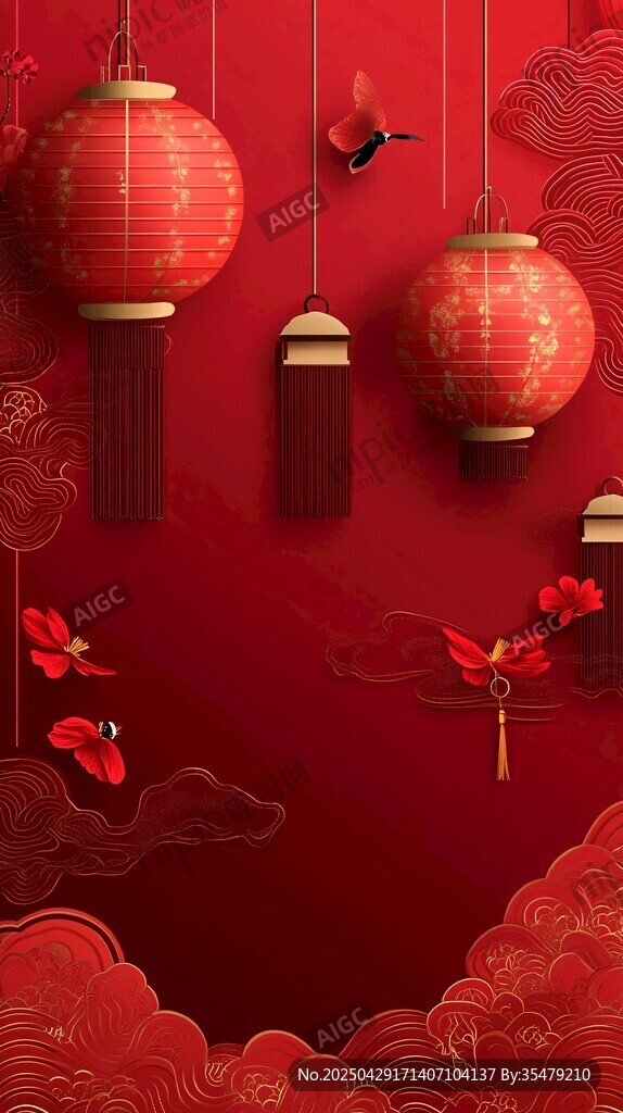 喜慶中式紅燈籠節(jié)日氛圍