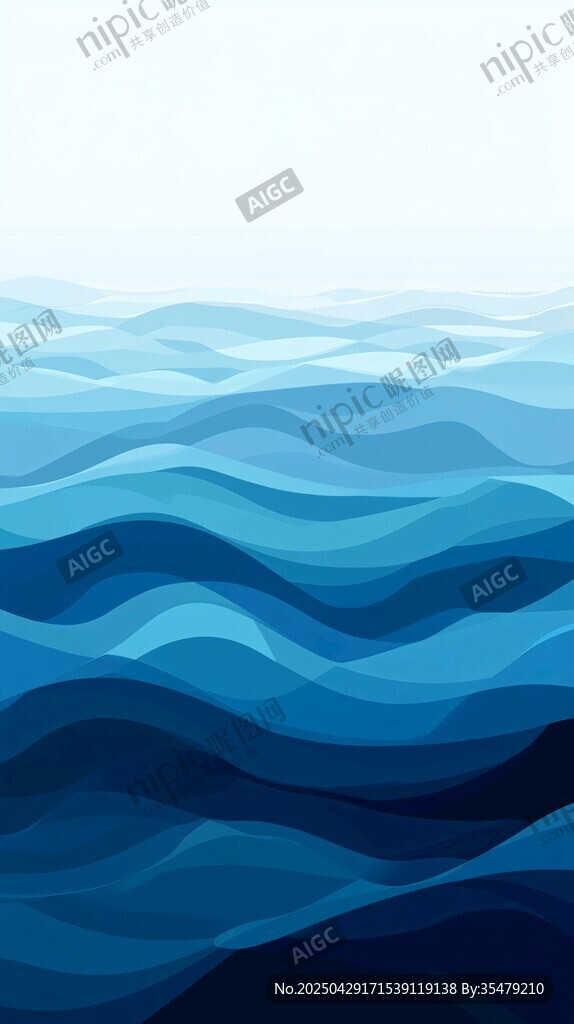 藍色海浪抽象背景圖
