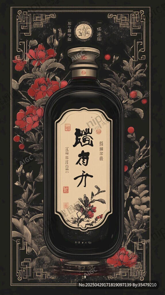 復(fù)古中式風(fēng)格的白酒包裝圖