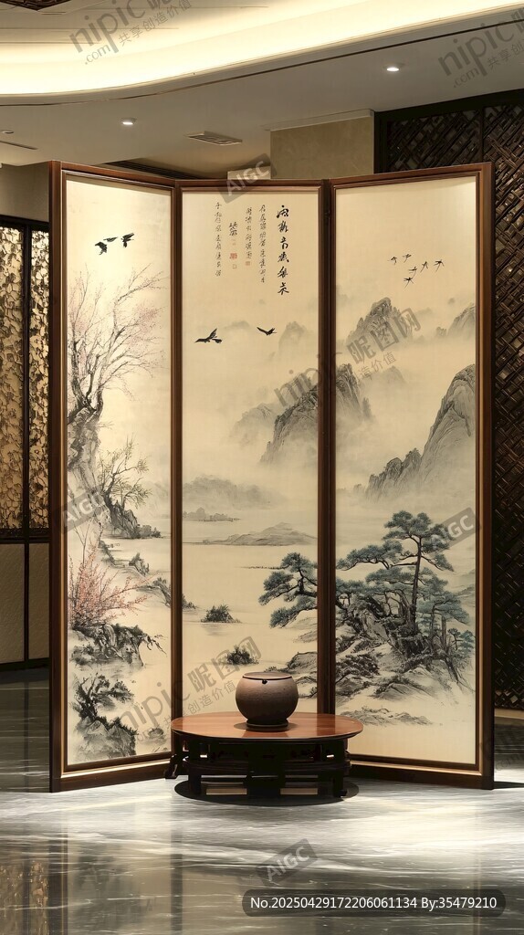中式山水屏風 典雅之韻
