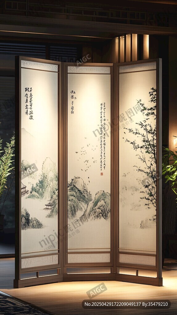 中式山水屏風 盡顯雅致