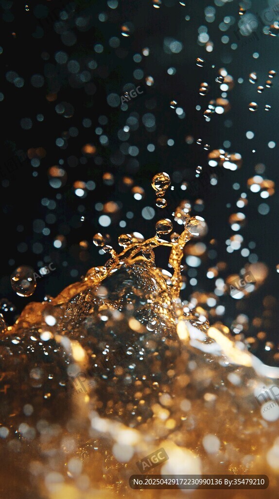 金色水花瞬間綻放