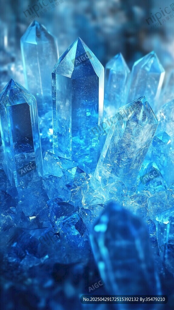 夢幻藍水晶晶體特寫