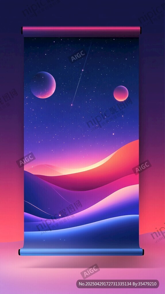 夢(mèng)幻星空卷軸背景圖