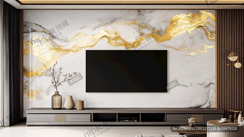 奢華大理石電視背景墻設(shè)計(jì)