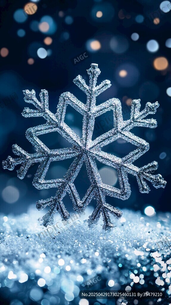 精致雪花于夢幻雪景中