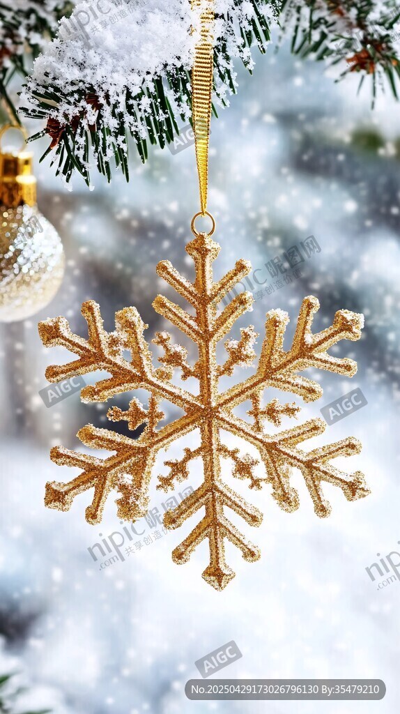 金色雪花圣誕掛飾