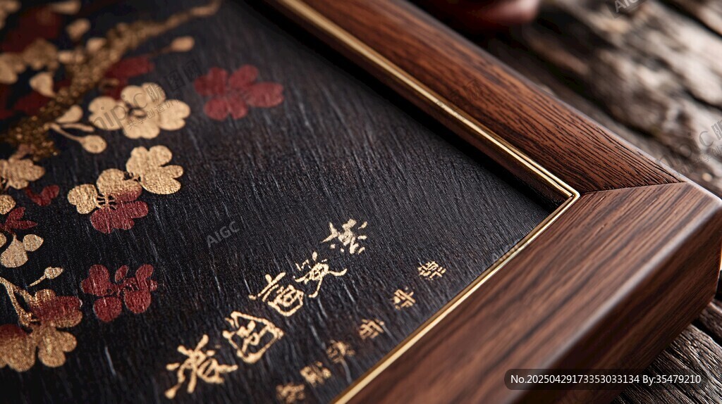 中式古典花紋精致木框擺件