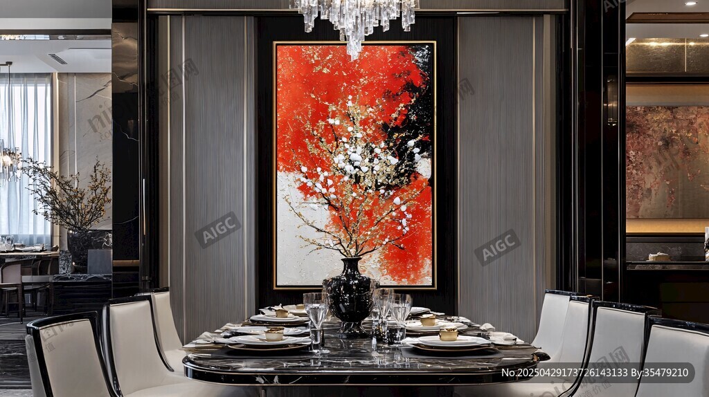 中式奢華餐廳優(yōu)雅用餐場(chǎng)景
