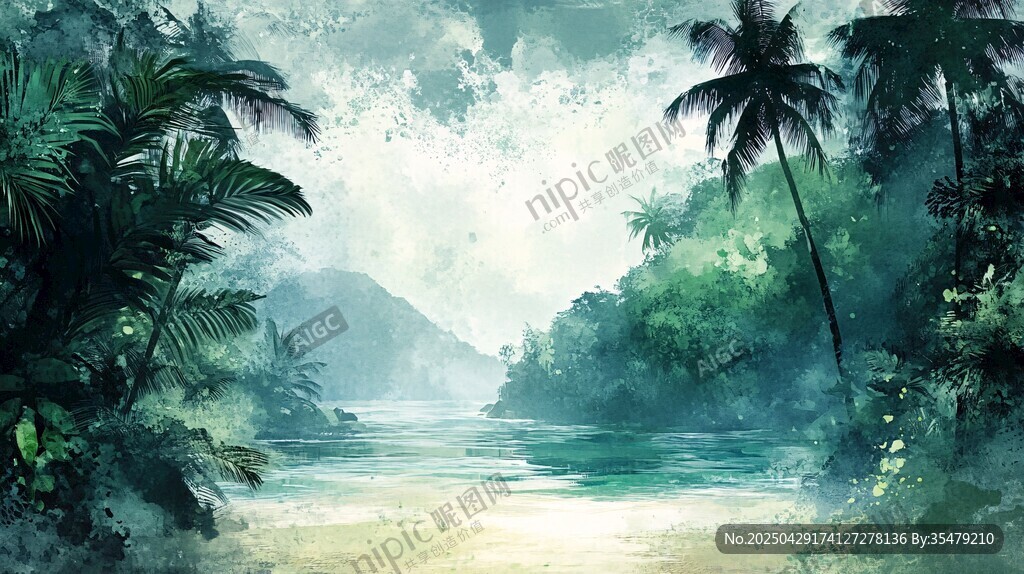 夢幻熱帶叢林海灘美景
