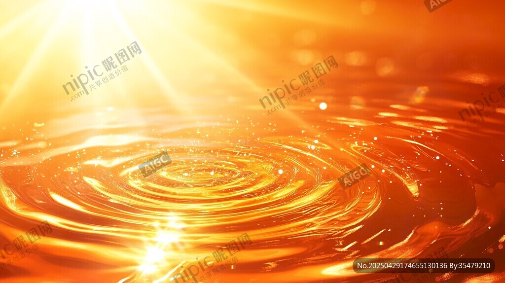 金色波光粼粼的水面漣漪