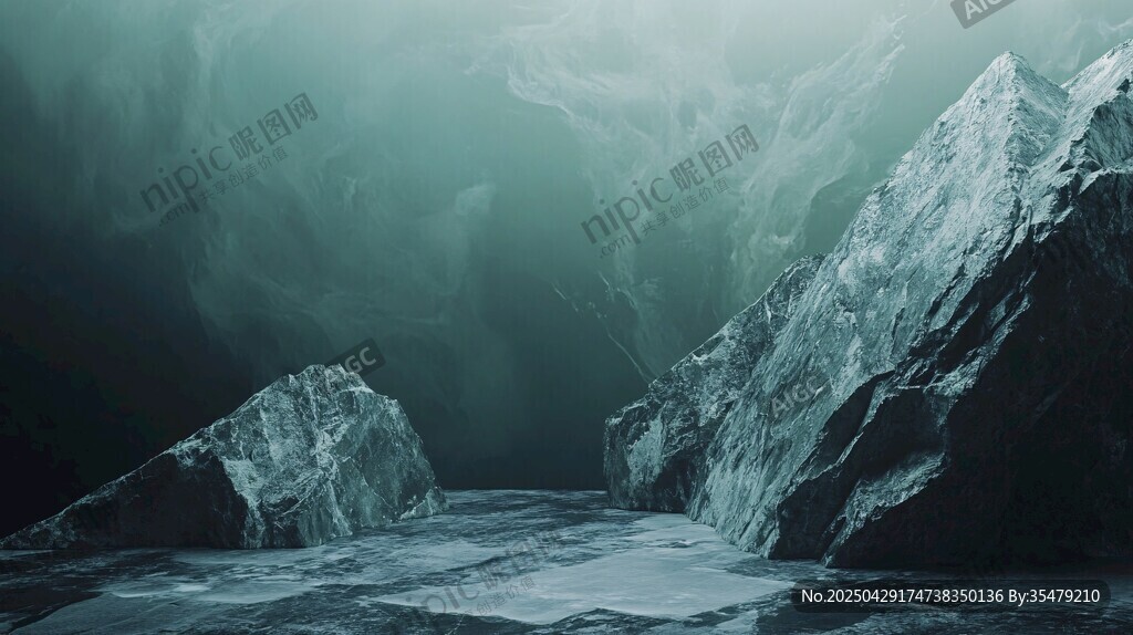 深海巨巖景象