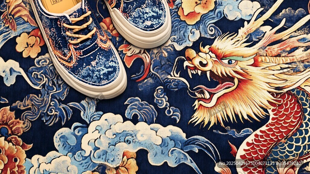 國潮風鞋履與傳統龍紋圖案