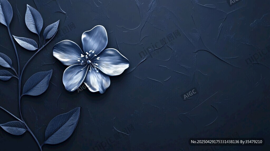 深藍(lán)色背景上的精致花朵