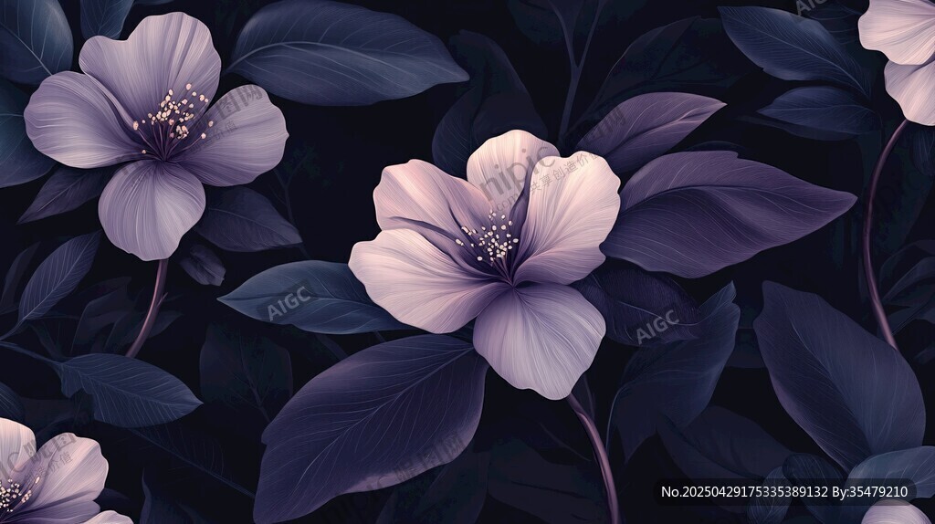 夢幻紫色花卉背景圖案
