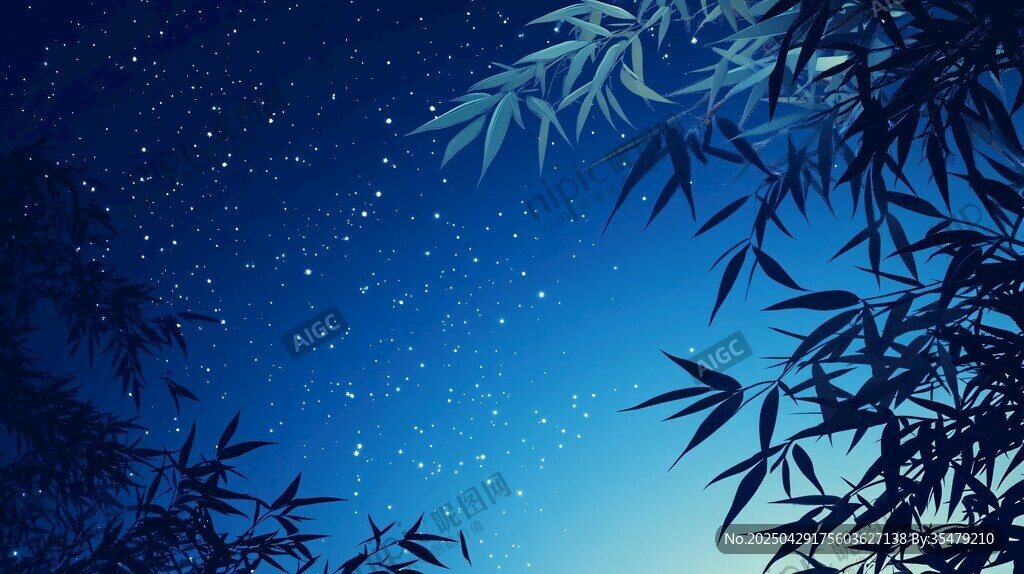 月夜竹林星空夢(mèng)幻美景