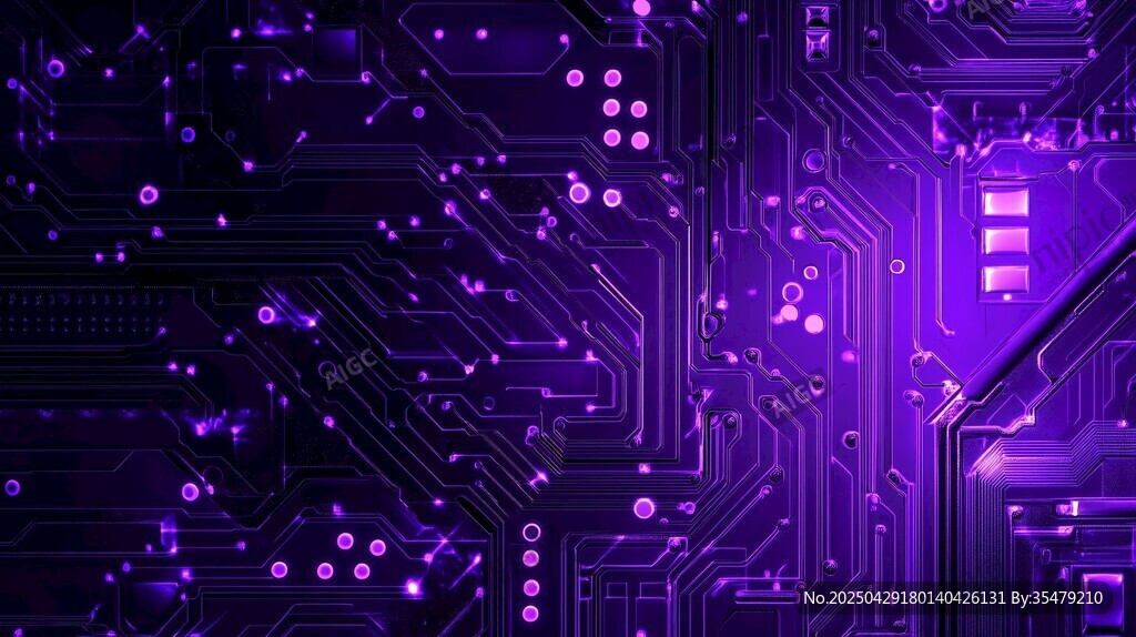 夢幻紫調電路板科技畫面