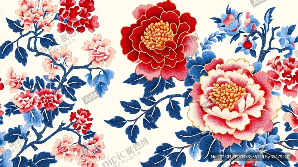 中式花卉圖案 典雅絢麗