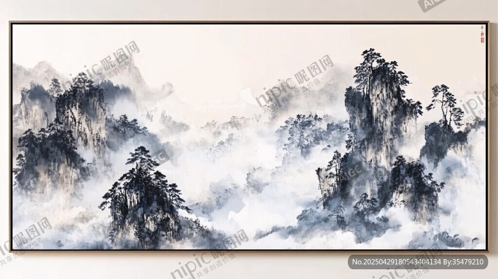 水墨山水國畫意境悠遠(yuǎn)