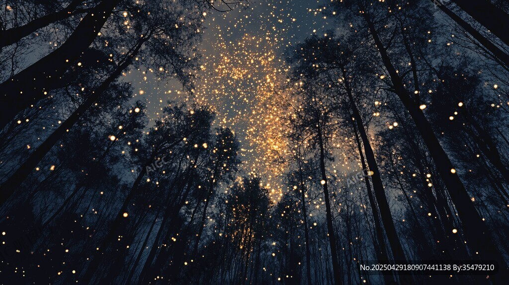 夢幻森林星空璀璨夜景