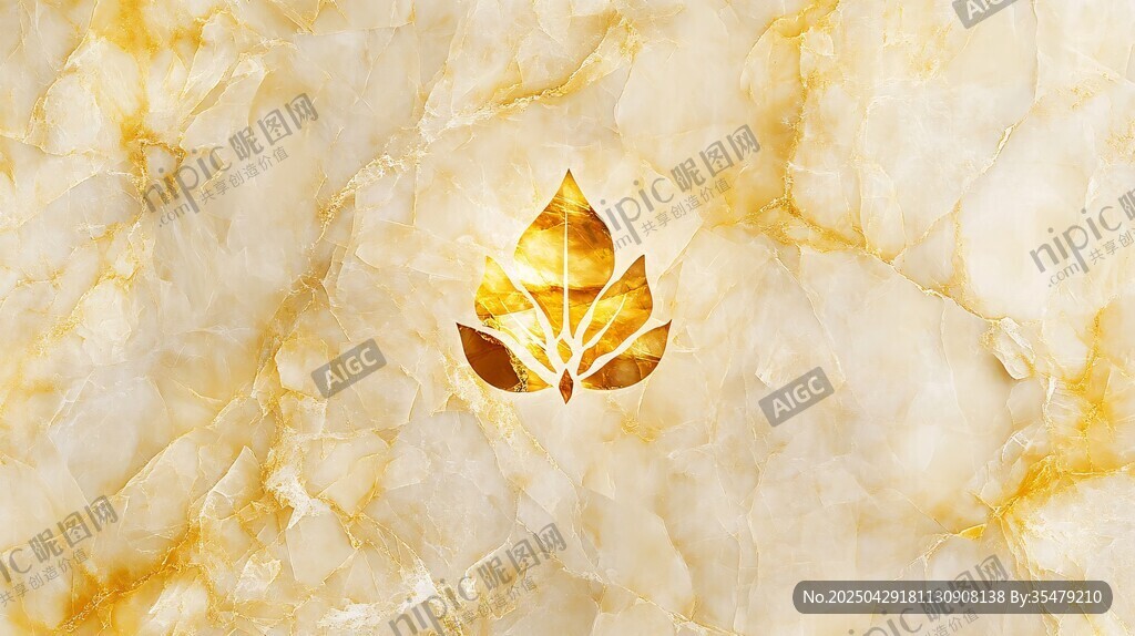 金色葉紋大理石紋理背景