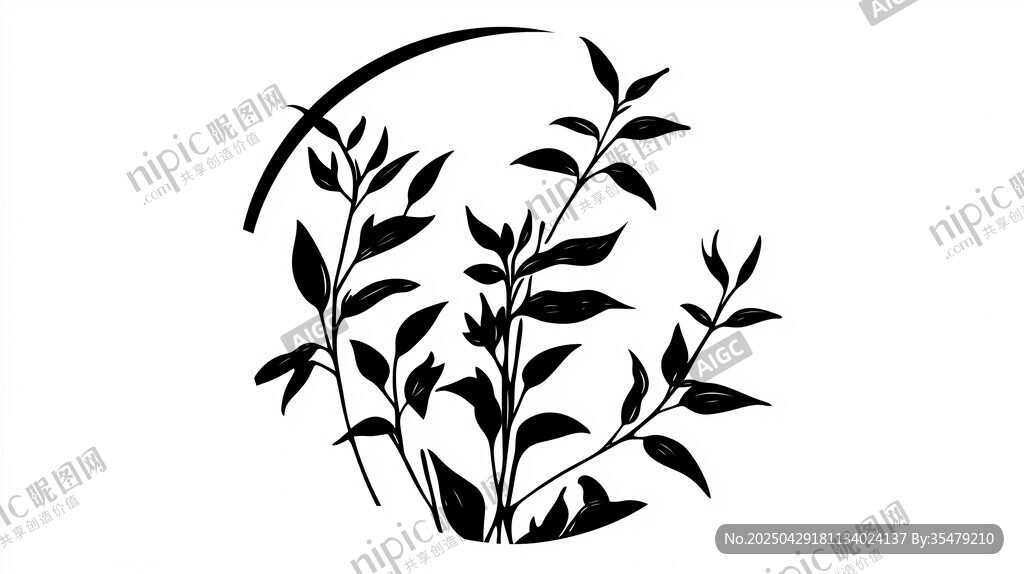 簡約植物剪影圖案