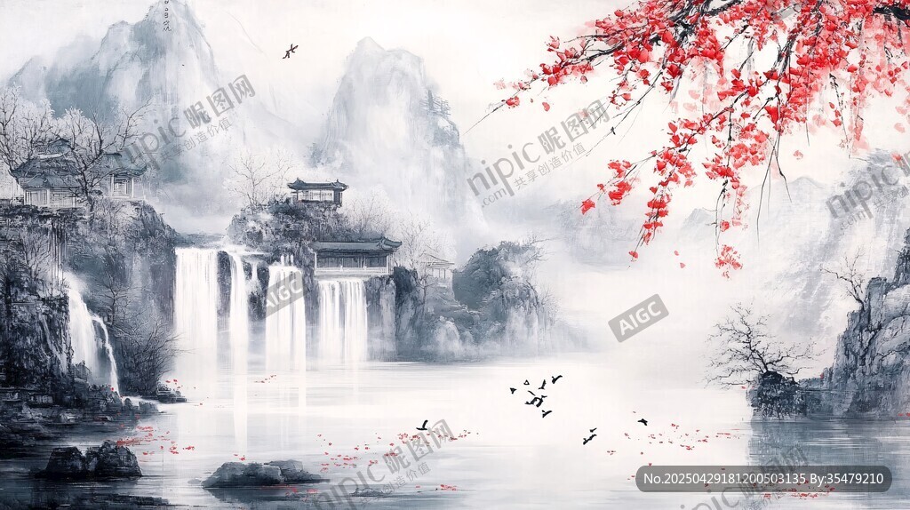 水墨山水間的詩意景致