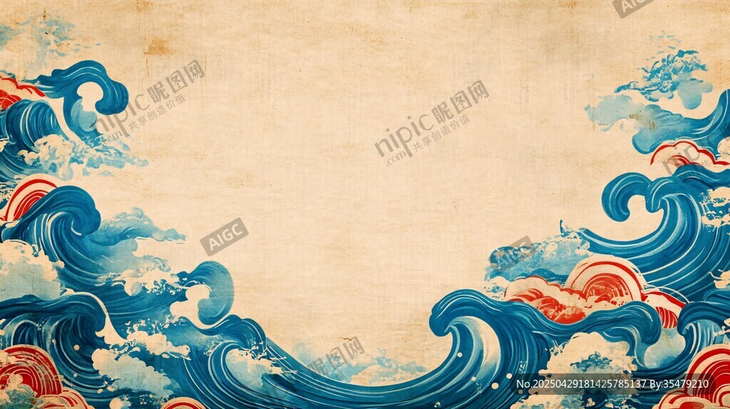 復(fù)古海浪背景圖