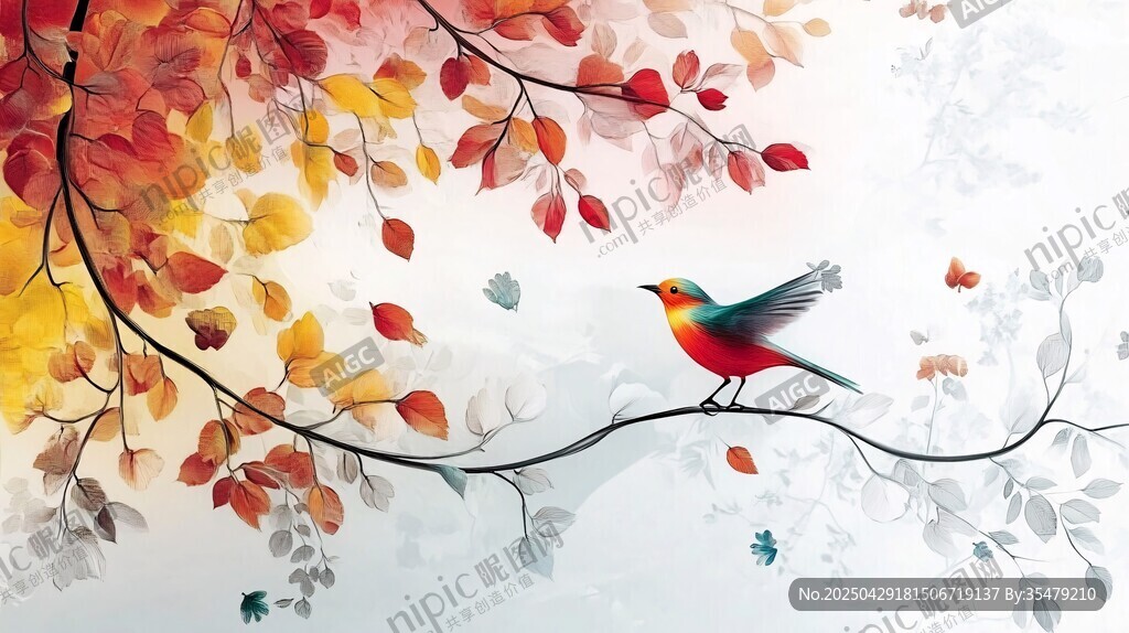 秋枝飛鳥圖