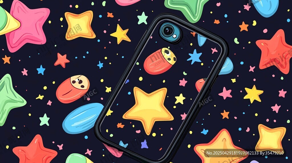 卡通星星圖案手機殼展示