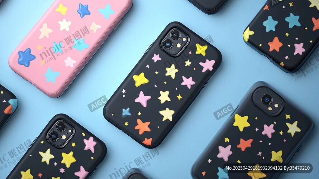 多彩星星圖案手機殼展示