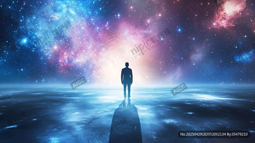 一人佇立浩瀚星空之下