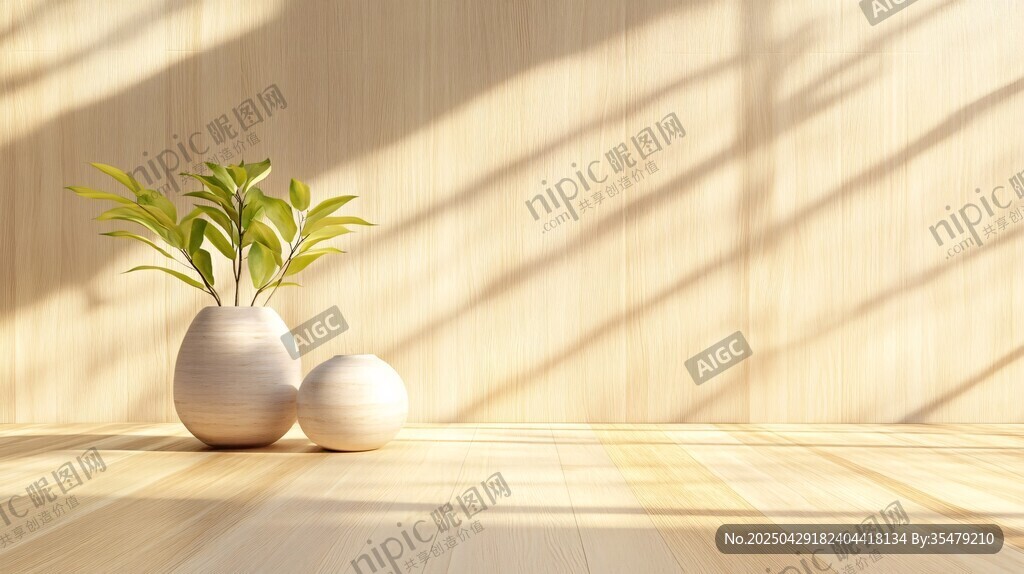 簡約風花瓶綠植室內場景