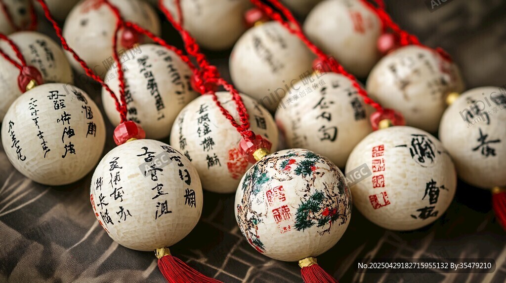 古風(fēng)祈福球掛飾精美展示