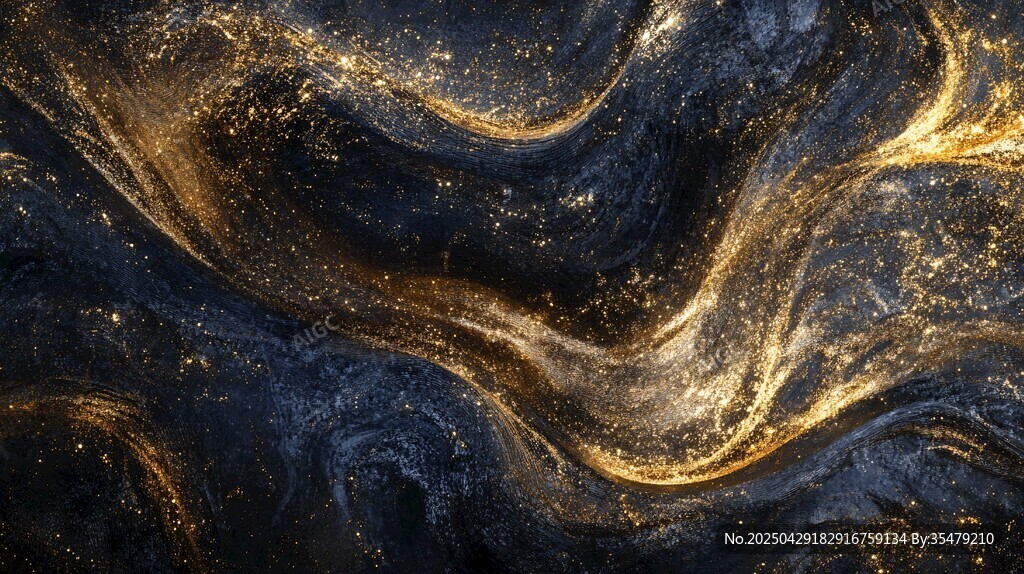 夢幻黑金流動紋理背景圖