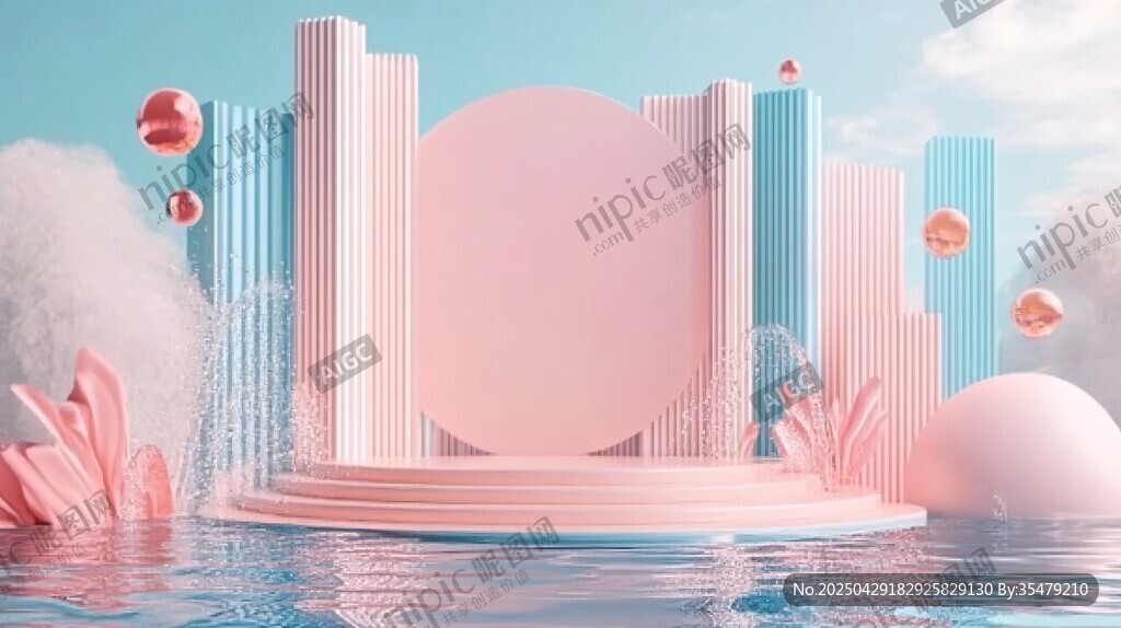 夢幻粉色立體場景展示臺
