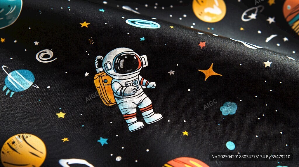 卡通宇航員暢游星際世界