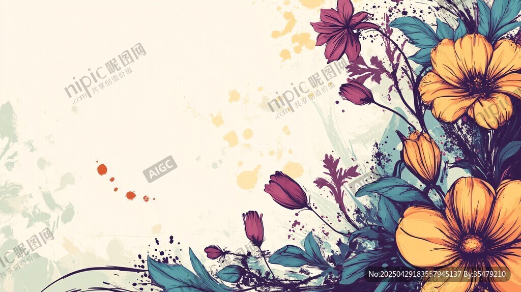花卉插畫背景圖