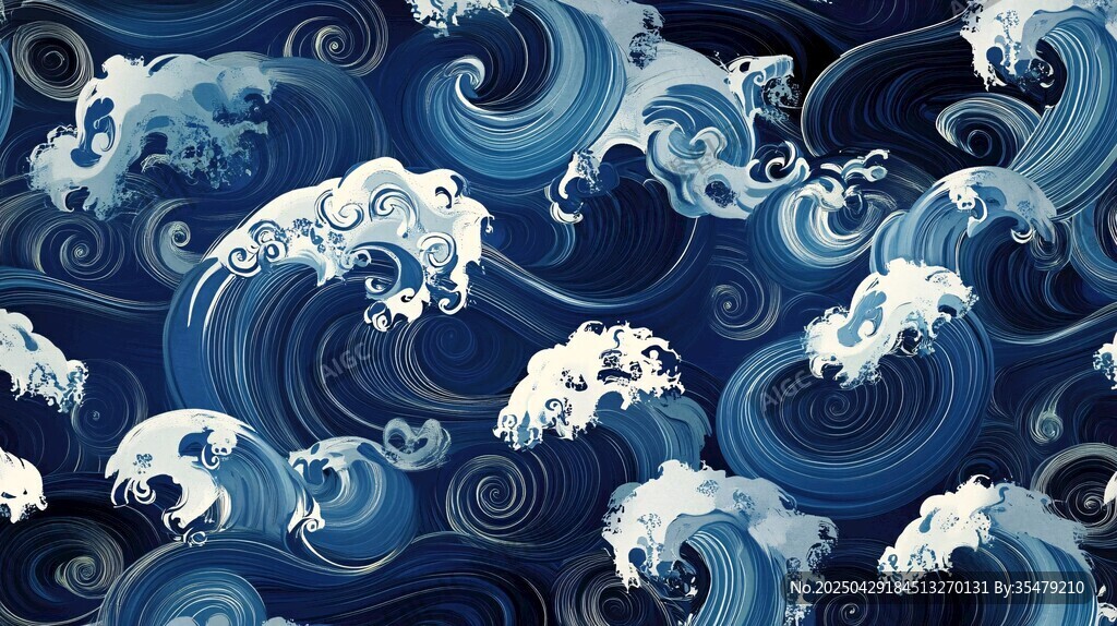 日式海浪紋理圖案