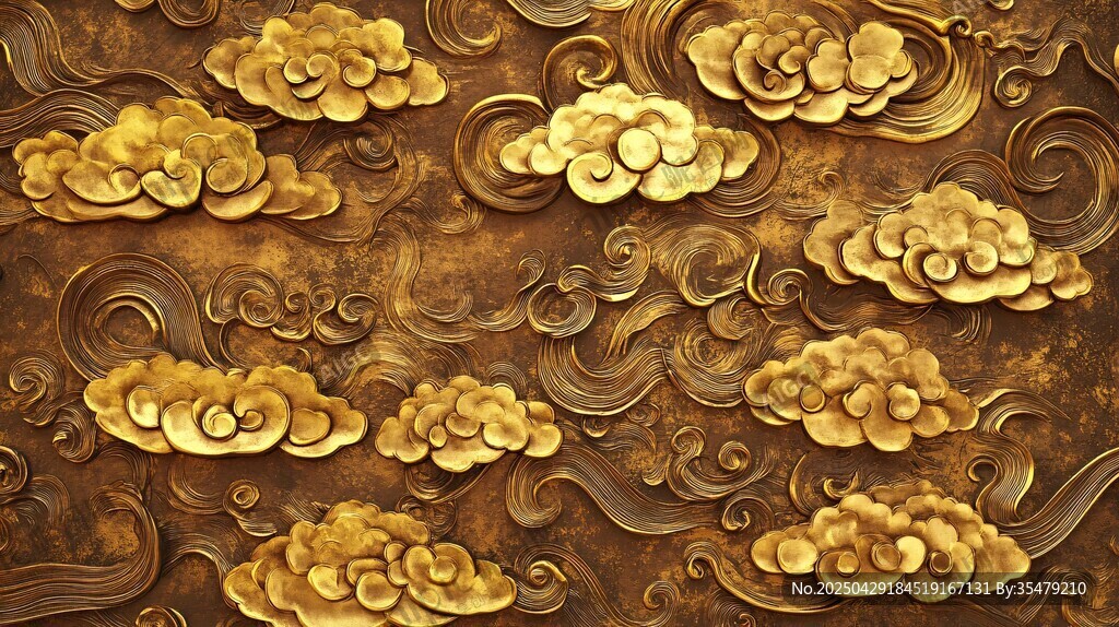 金色祥云浮雕紋理背景