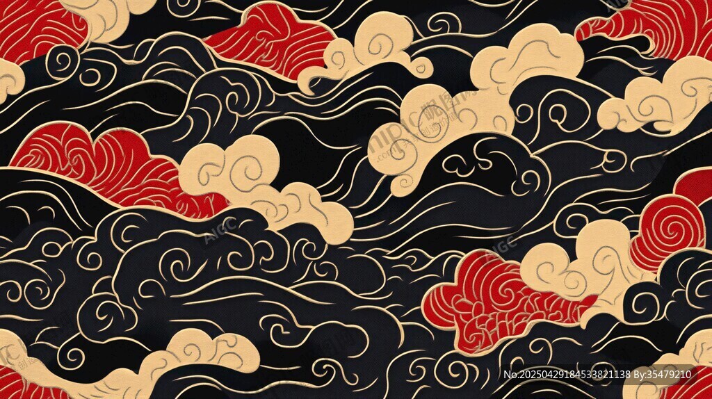 中式云浪圖案背景紋理